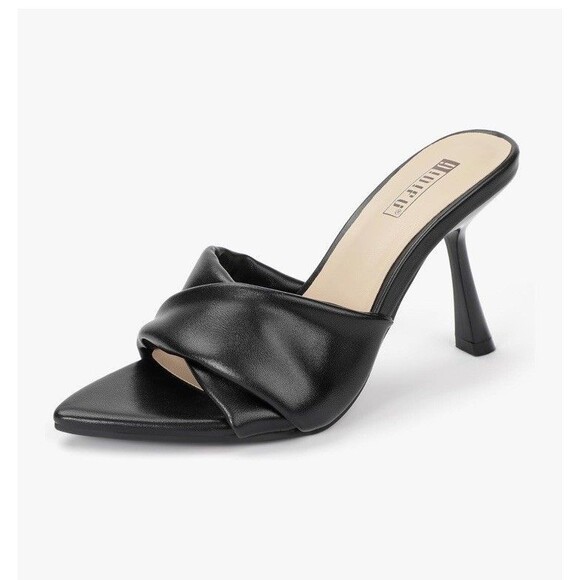 Women's Black IDIFU IN4 Pointed Open Toe Size 9 Stiletto Heels Slip On Sandals - Picture 2 of 11